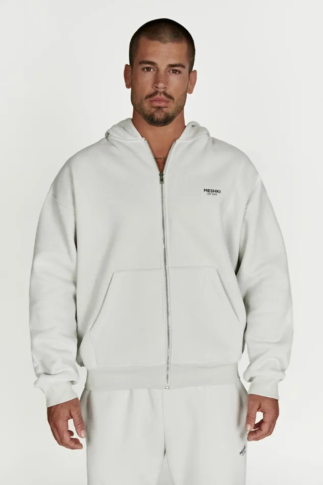 Meshki Sweaters and Hoodies Women Corrie Unisex Zip Through Hoodie 8211 Smoke Grey Smokegrey
