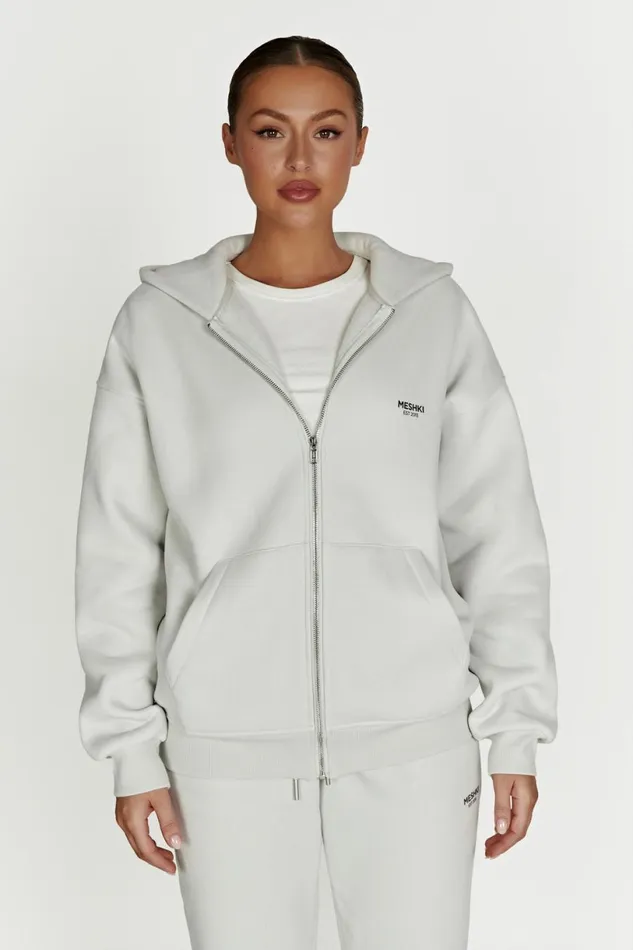 Meshki Sweaters and Hoodies Women Corrie Unisex Zip Through Hoodie 8211 Smoke Grey Smokegrey