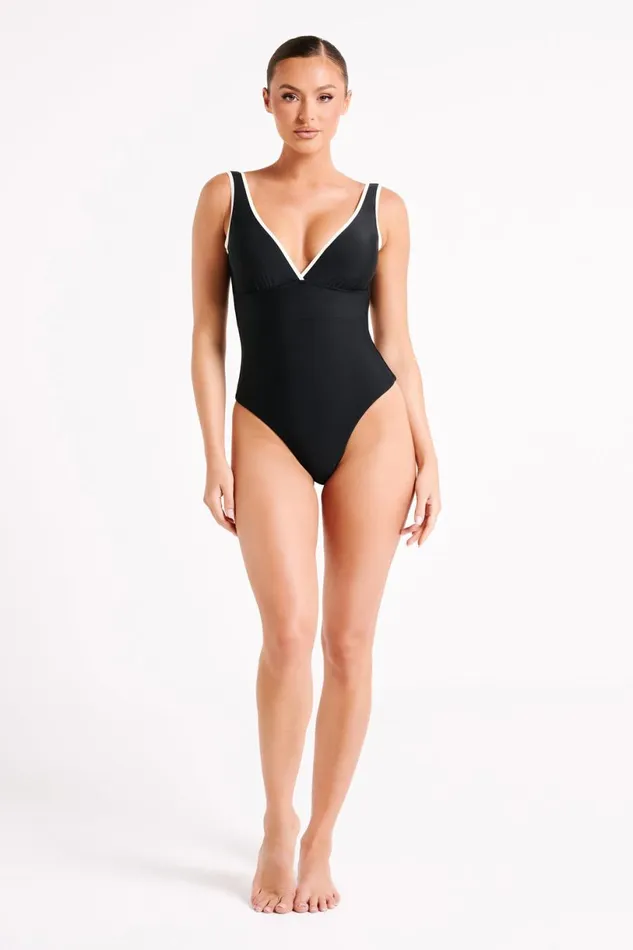 Meshki Swimwear Women Emelia Recycled Contrast One Piece 8211 Black Black