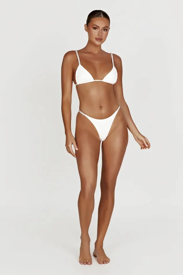 Meshki Swimwear Women Finley Diamante Band Recycled Bikini Top 8211 White White Meshki Swimwear Women Finley Diamante Band Recycled Bikini Top 8211 White White