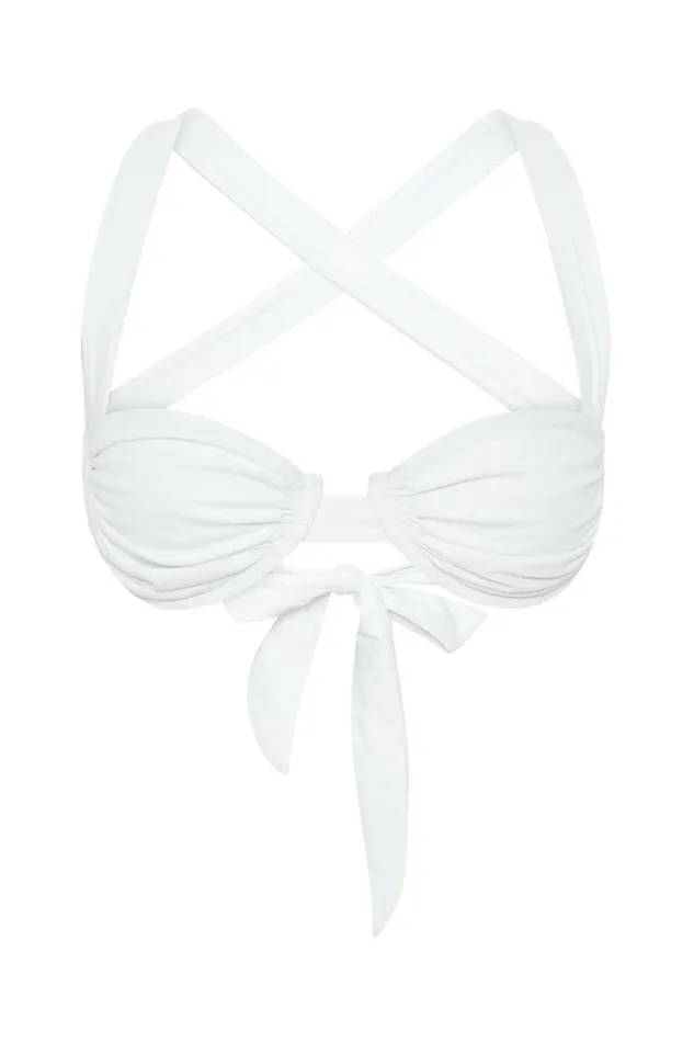 Meshki Swimwear Women Kai Recycled Nylon Ruched Underwire Bikini Top 8211 White White