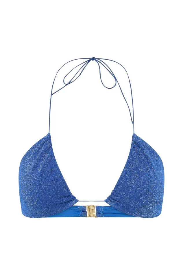 Meshki Swimwear Women Willow Ruched Drawstring Bikini Top 8211 Cobalt Sparkle Cobaltsparkle