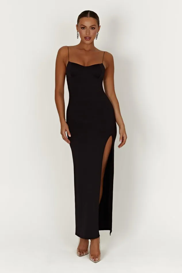 Meshki Wedding Guests Women Addison Recycled Nylon Cupped Maxi Dress 8211 Black Black Meshki Wedding Guests Women Addison Recycled Nylon Cupped Maxi Dress 8211 Black Black