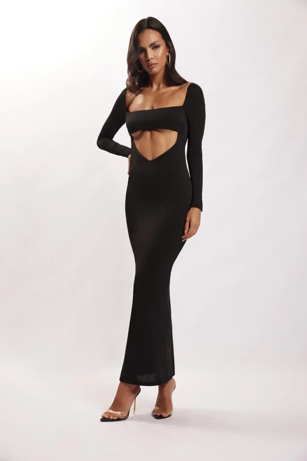 Meshki Wedding Guests Women Ashleigh Cut Out Bandeau Maxi Dress 8211 Black Black