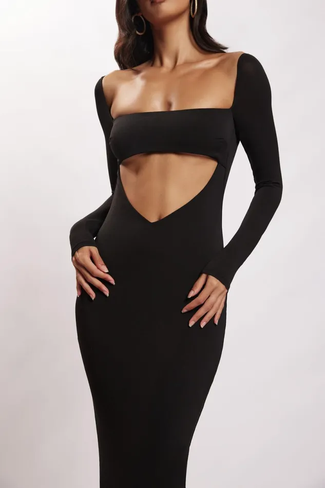 Meshki Wedding Guests Women Ashleigh Cut Out Bandeau Maxi Dress 8211 Black Black