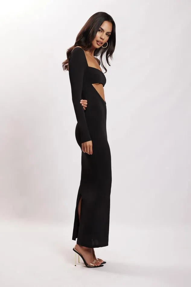 Meshki Wedding Guests Women Ashleigh Cut Out Bandeau Maxi Dress 8211 Black Black