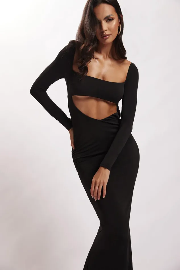 Meshki Wedding Guests Women Ashleigh Cut Out Bandeau Maxi Dress 8211 Black Black