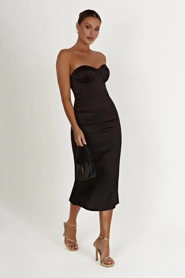 Meshki Wedding Guests Women Bryony Cupped Bodycon Midi Dress 8211 Black Black Meshki Wedding Guests Women Bryony Cupped Bodycon Midi Dress 8211 Black Black
