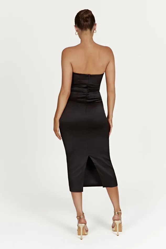 Meshki Wedding Guests Women Bryony Cupped Bodycon Midi Dress 8211 Black Black