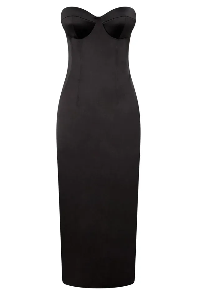 Meshki Wedding Guests Women Bryony Cupped Bodycon Midi Dress 8211 Black Black