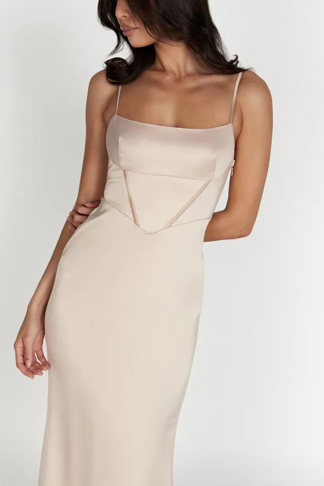 Meshki Wedding Guests Women Desirie Corset Maxi Dress 8211 Champagne Champagne