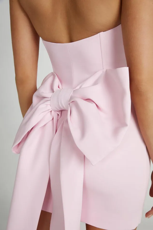 Meshki Wedding Guests Women Meredith Strapless Bow Mini Dress 8211 Blush Pink Blushpink