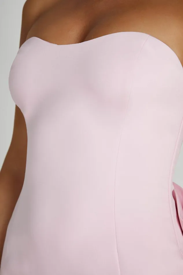 Meshki Wedding Guests Women Meredith Strapless Bow Mini Dress 8211 Blush Pink Blushpink