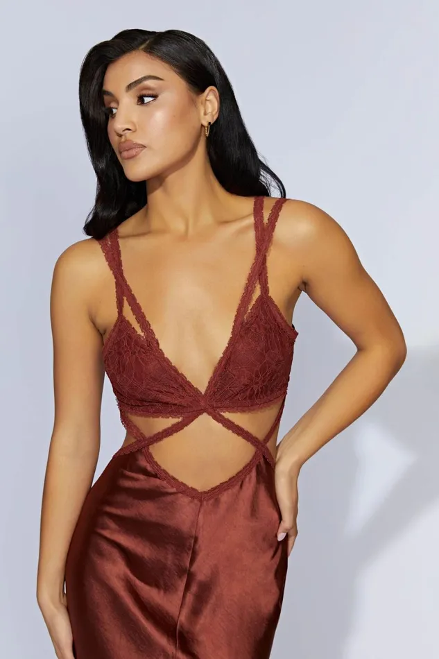Meshki Wedding Guests Women Seraphine Lace Maxi Dress 8211 Cherry Chocolate Cherrychocolate Meshki Wedding Guests Women Seraphine Lace Maxi Dress 8211 Cherry Chocolate Cherrychocolate