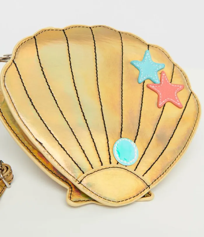 Metallic Gold Sea Shell Crossbody Bag Accessories Unique Vintage Novelty Bags