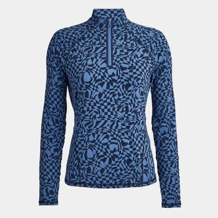 Mid Layers Women GFORE DISTORTED CHECK SILKY TECH NYLON RUCHED QUARTER ZIP PULLOVER Twilight Mid Layers Women GFORE DISTORTED CHECK SILKY TECH NYLON RUCHED QUARTER ZIP PULLOVER Twilight
