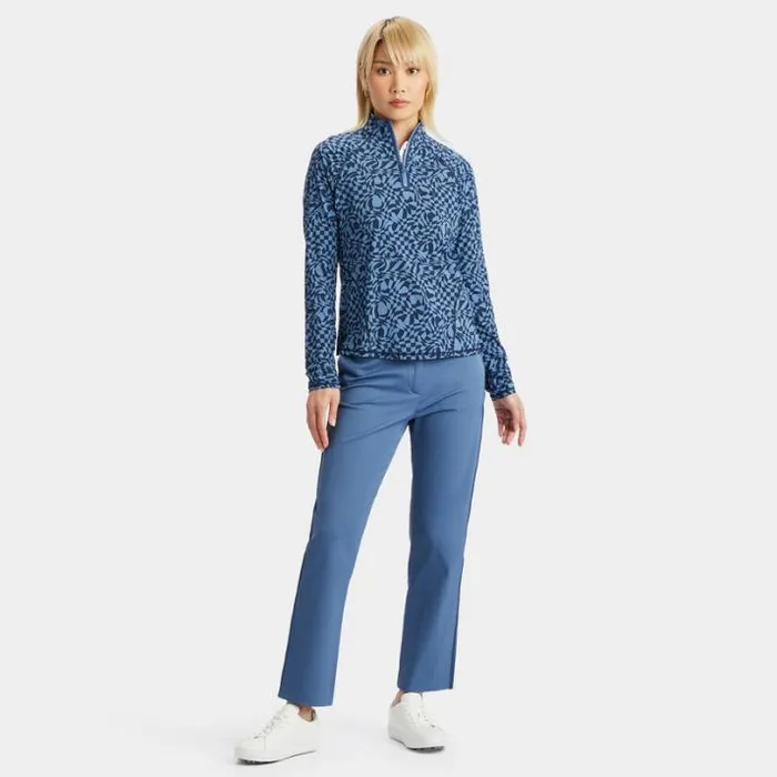Mid Layers Women GFORE DISTORTED CHECK SILKY TECH NYLON RUCHED QUARTER ZIP PULLOVER Twilight