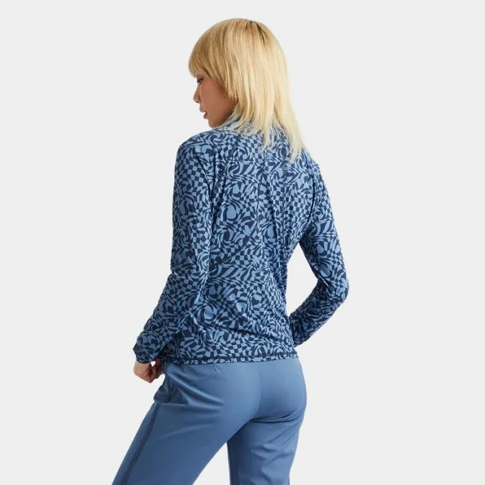 Mid Layers Women GFORE DISTORTED CHECK SILKY TECH NYLON RUCHED QUARTER ZIP PULLOVER Twilight