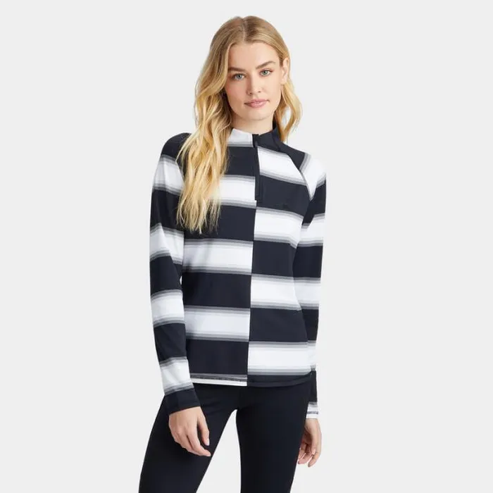 Mid Layers Women GFORE OFFSET GRADIENT STRIPE TECH QUARTER ZIP PULLOVER Onyx