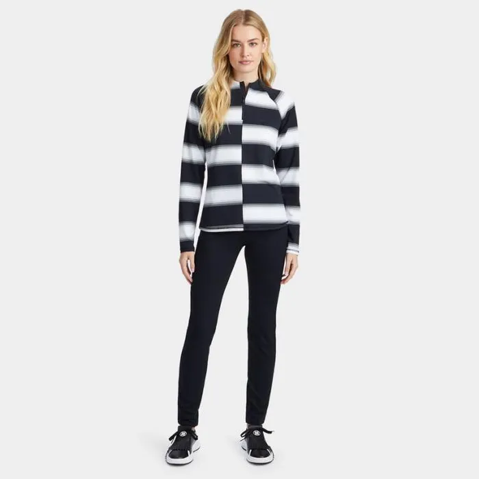 Mid Layers Women GFORE OFFSET GRADIENT STRIPE TECH QUARTER ZIP PULLOVER Onyx