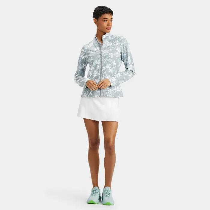 Mid Layers Women GFORE PEONY SKETCH TECH INTERLOCK FULL ZIP LAYER Heather Grey