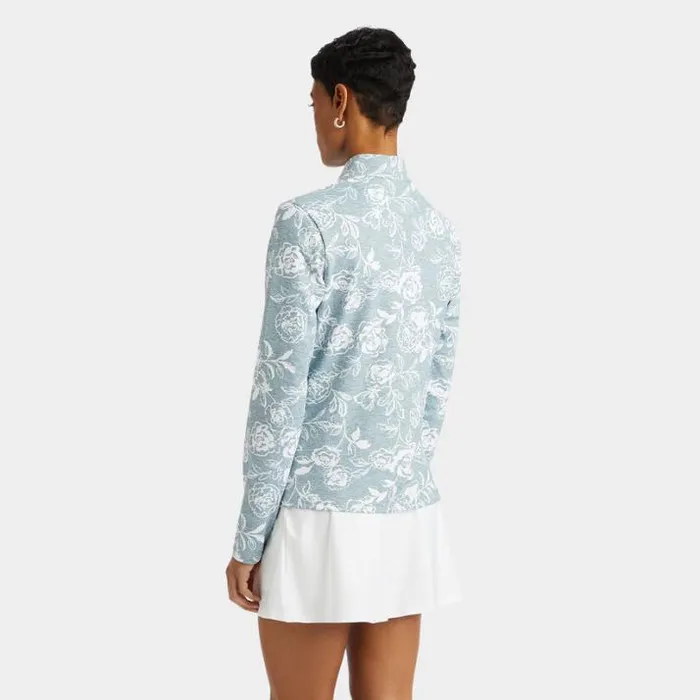 Mid Layers Women GFORE PEONY SKETCH TECH INTERLOCK FULL ZIP LAYER Heather Grey