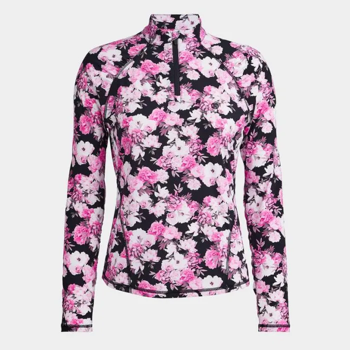 Mid Layers Women GFORE PHOTO FLORAL SILKY TECH NYLON RUCHED QUARTER ZIP PULLOVER Onyx Mid Layers Women GFORE PHOTO FLORAL SILKY TECH NYLON RUCHED QUARTER ZIP PULLOVER Onyx
