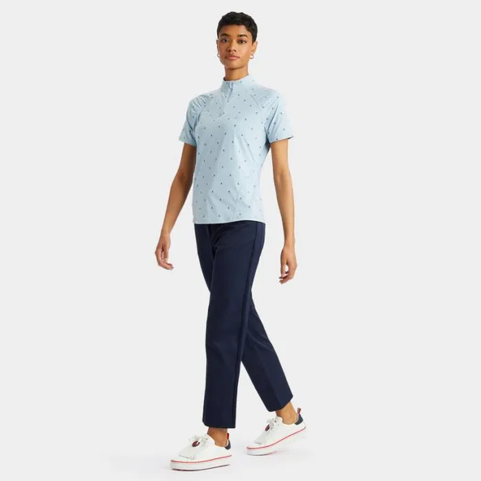 Mid Layers Women GFORE SKULL and T039S SILKY TECH NYLON SHORT SLEEVE QUARTER ZIP PULLOVER Drizzle