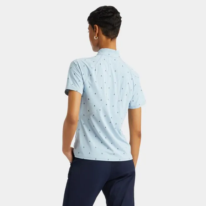 Mid Layers Women GFORE SKULL and T039S SILKY TECH NYLON SHORT SLEEVE QUARTER ZIP PULLOVER Drizzle