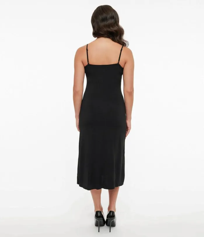 Midi Length Black Stretch Slip Accessories Unique Vintage Lingerie and Shapewear
