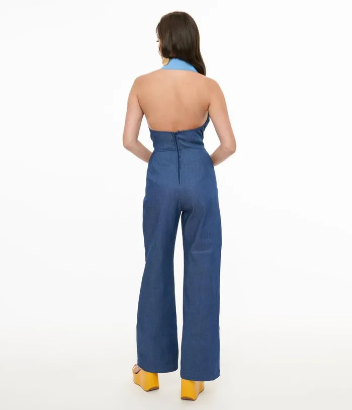 Miracle Eye Blue Denim Cecilia Jumpsuit Clothing Unique Vintage Rompers and Jumpsuits