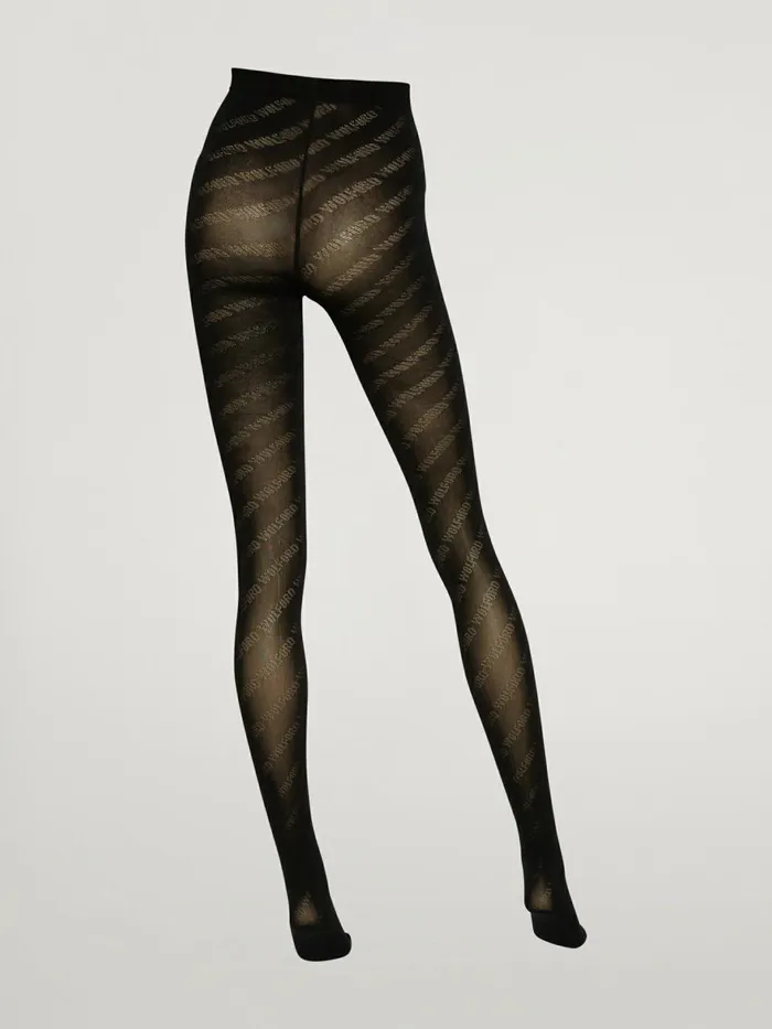 Monogram Jacquard Tights Black Women Wolford Tights