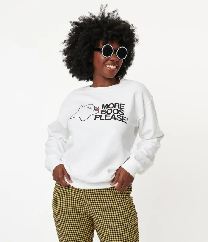 More Boos Please Graphic Sweatshirt ClothingHalloween Unique Vintage Graphic Tees