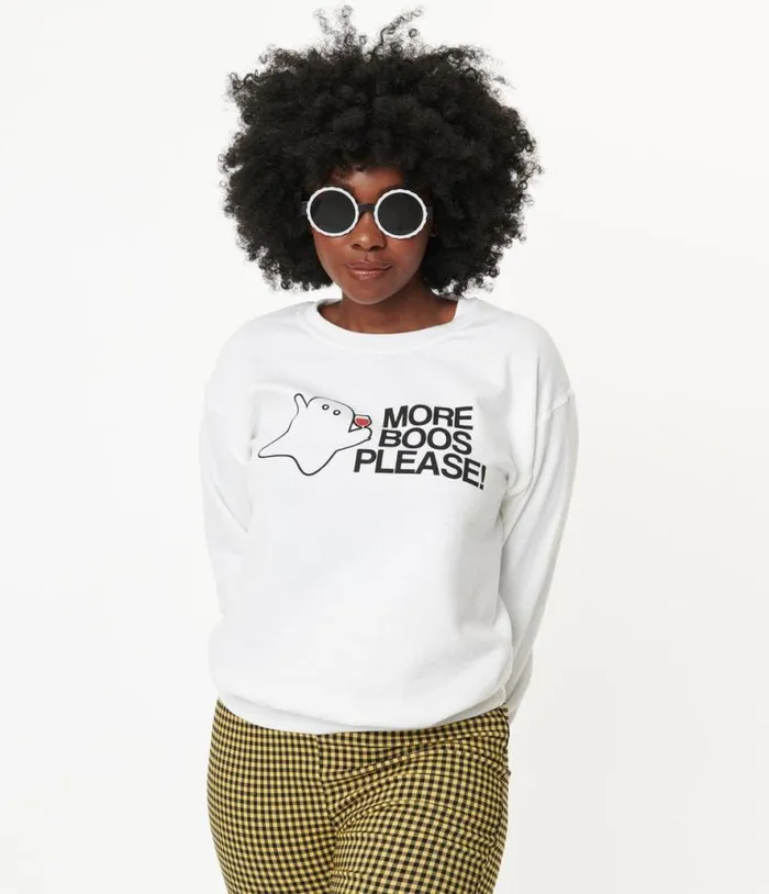 More Boos Please Graphic Sweatshirt ClothingHalloween Unique Vintage Graphic Tees
