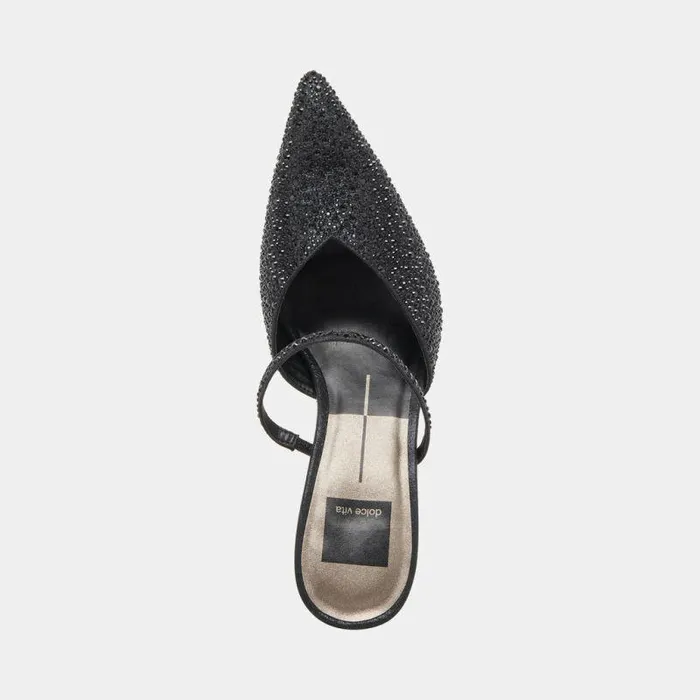 Mules and Clogs Shop Dolce Vita Kanika Crystal Heels Black Metallic Fabric Black Metallic Fabric