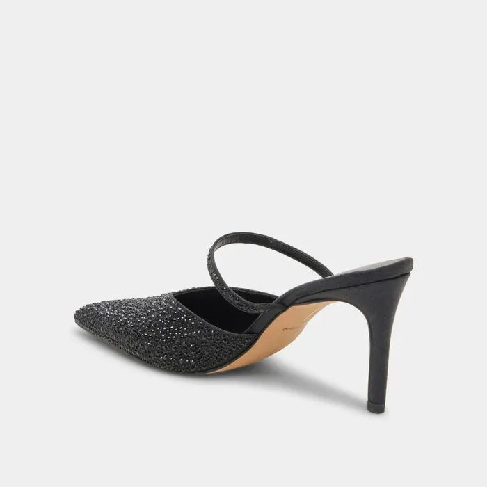 Mules and Clogs Shop Dolce Vita Kanika Crystal Heels Black Metallic Fabric Black Metallic Fabric