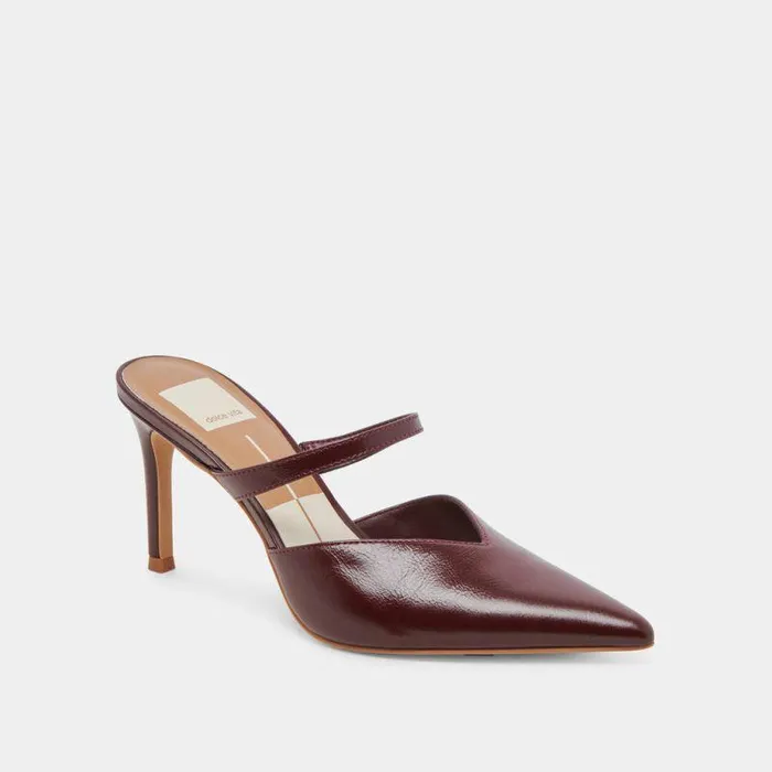 Mules and Clogs Shop Dolce Vita Kanika Heels Burgundy Crinkle Patent Burgundy Crinkle Patent