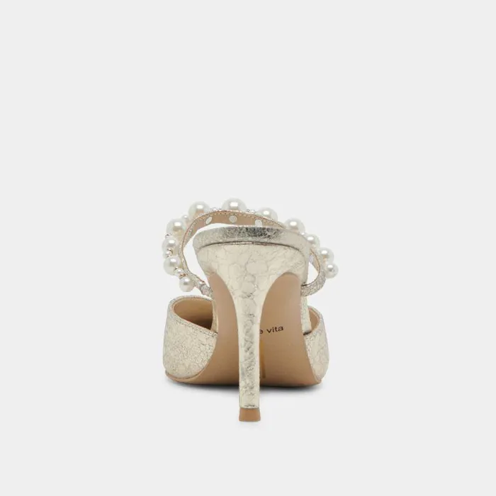 Mules and Clogs Shop Dolce Vita Kanika Heels Vintage Gold Pearls Vintage Gold Pearls
