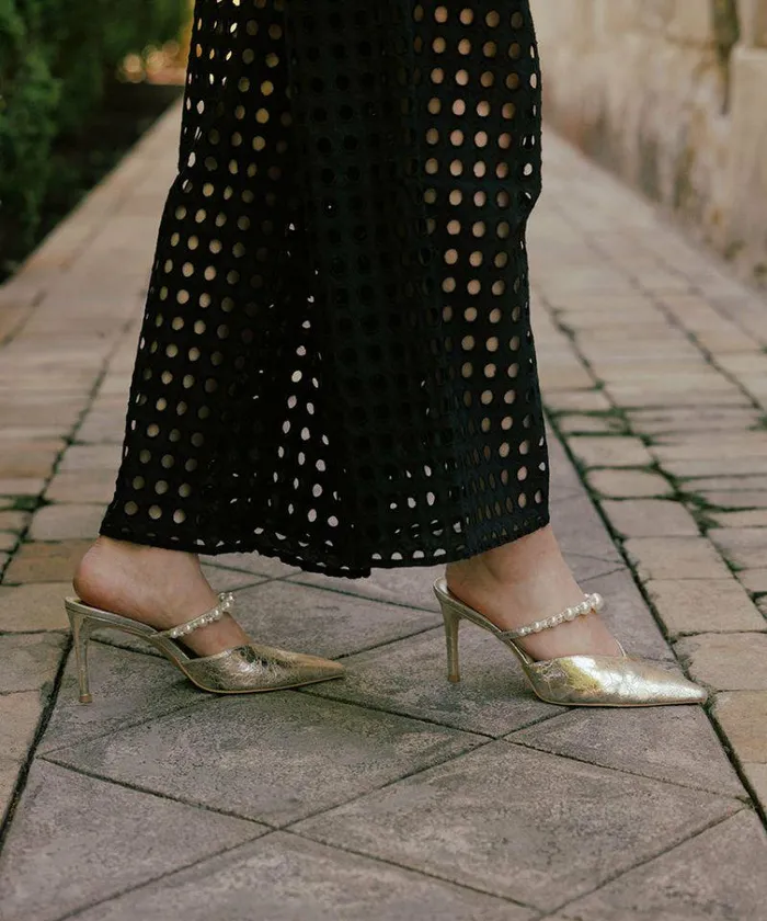 Mules and Clogs Shop Dolce Vita Kanika Heels Vintage Gold Pearls Vintage Gold Pearls