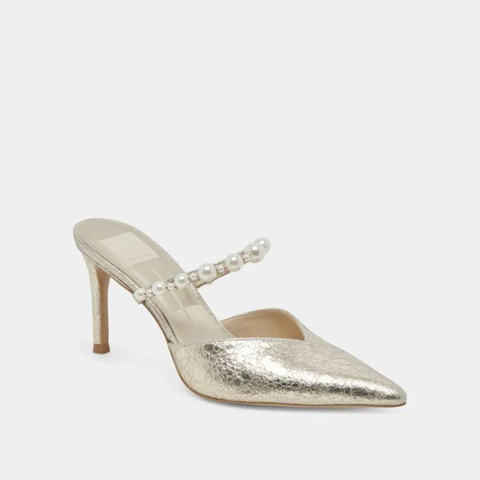 Mules and Clogs Shop Dolce Vita Kanika Heels Vintage Gold Pearls Vintage Gold Pearls