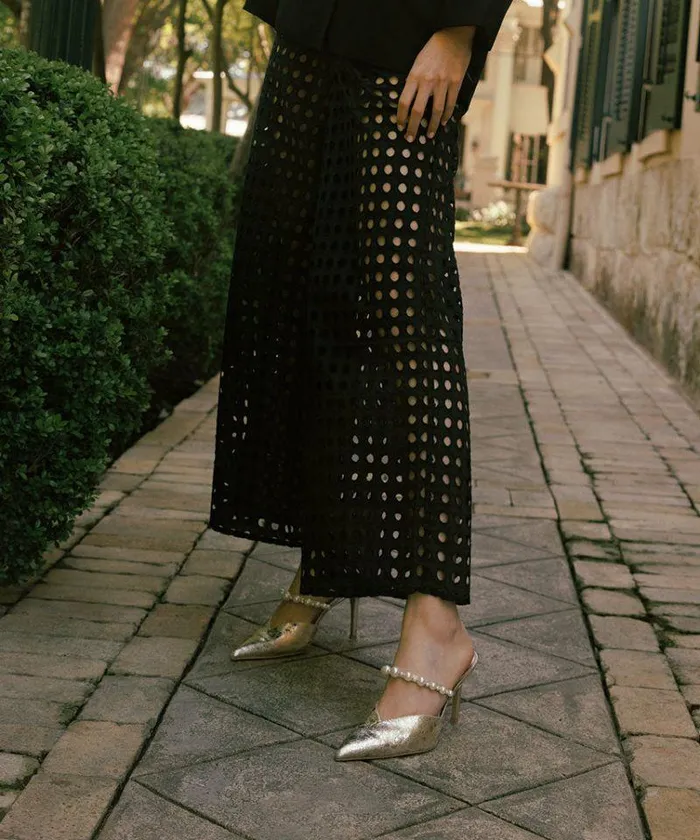 Mules and Clogs Shop Dolce Vita Kanika Heels Vintage Gold Pearls Vintage Gold Pearls