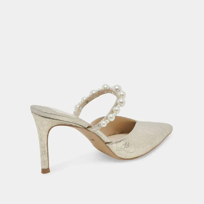 Mules and Clogs Shop Dolce Vita Kanika Heels Vintage Gold Pearls Vintage Gold Pearls