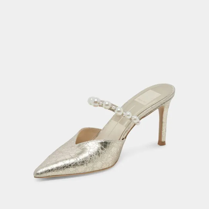 Mules and Clogs Shop Dolce Vita Kanika Heels Vintage Gold Pearls Vintage Gold Pearls
