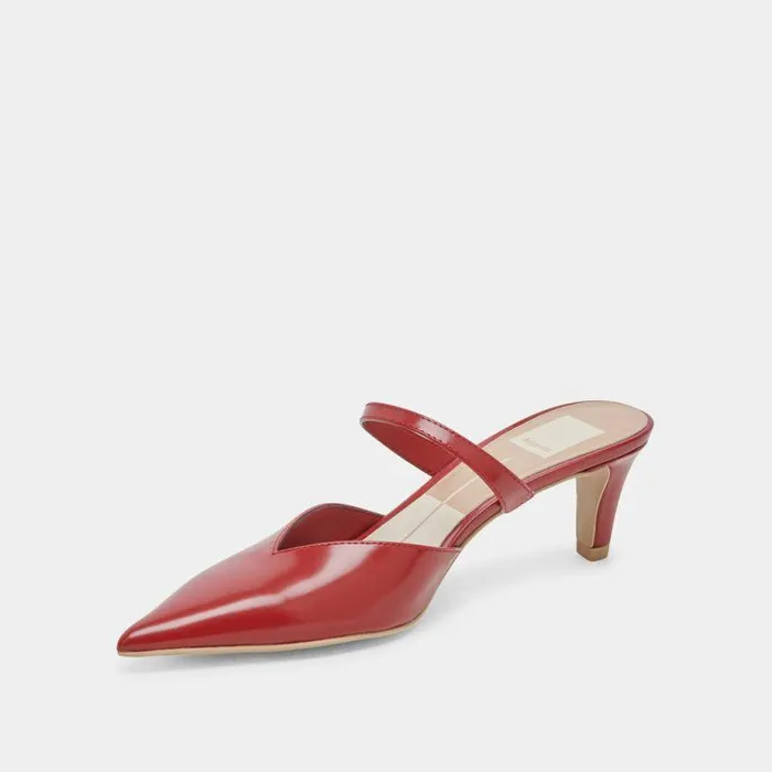 Mules and Clogs Shop Dolce Vita Kanika Mid Heels Red Crinkle Patent Red Crinkle Patent