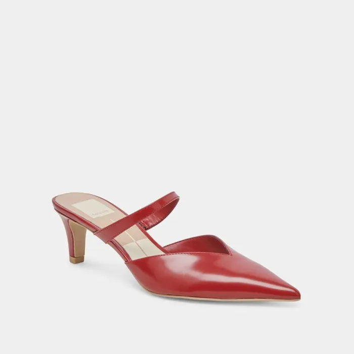 Mules and Clogs Shop Dolce Vita Kanika Mid Heels Red Crinkle Patent Red Crinkle Patent