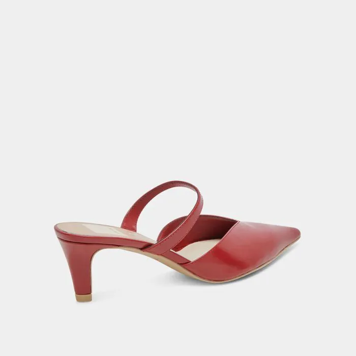 Mules and Clogs Shop Dolce Vita Kanika Mid Heels Red Crinkle Patent Red Crinkle Patent