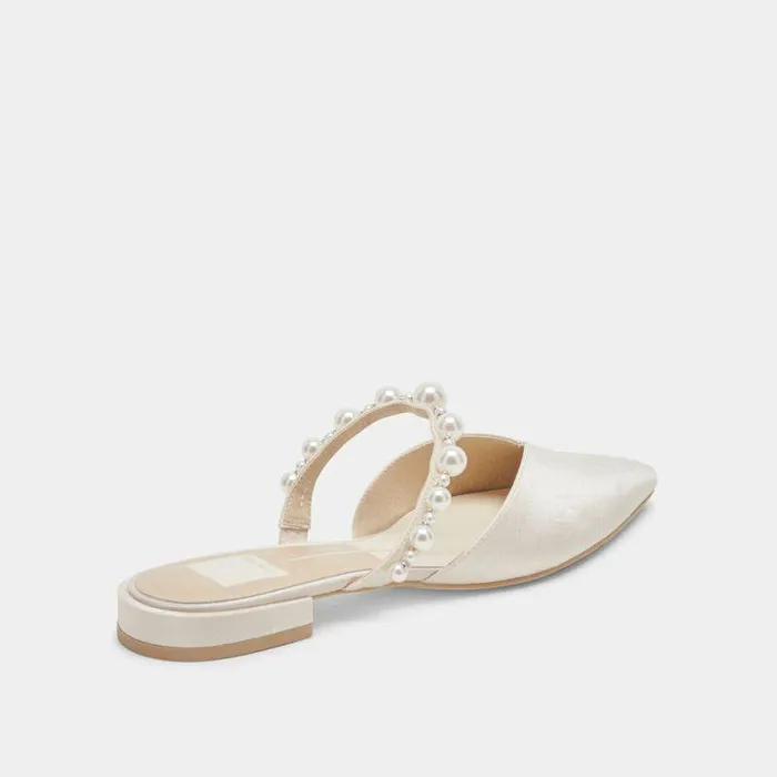 Mules and Clogs Shop Dolce Vita Kanika Pearl Wide Flats Vanilla Pearls Vanilla Pearls
