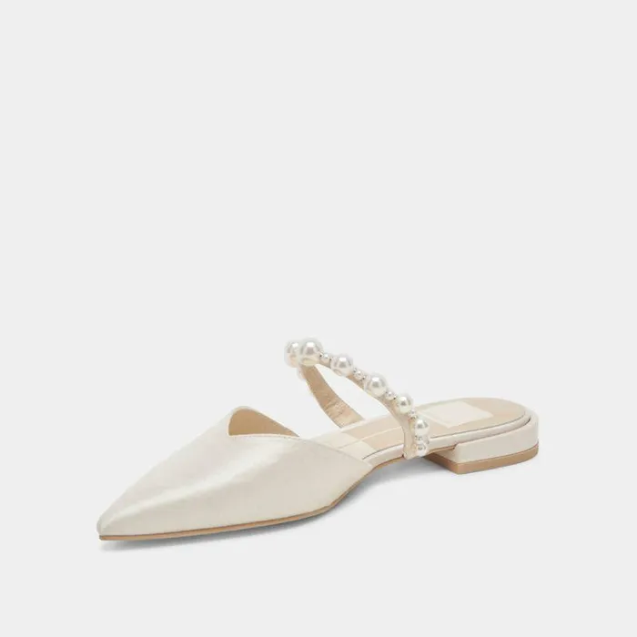 Mules and Clogs Shop Dolce Vita Kanika Pearl Wide Flats Vanilla Pearls Vanilla Pearls