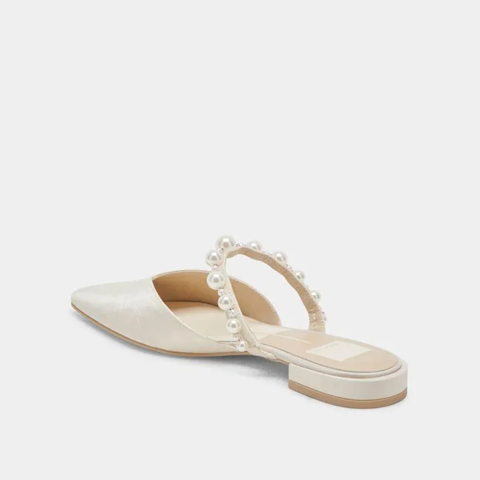 Mules and Clogs Shop Dolce Vita Kanika Pearl Wide Flats Vanilla Pearls Vanilla Pearls