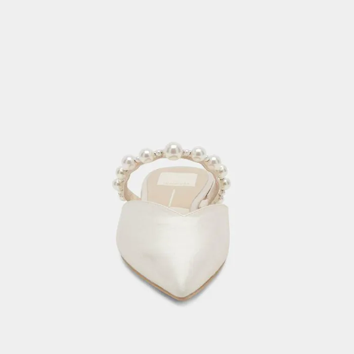 Mules and Clogs Shop Dolce Vita Kanika Pearl Wide Flats Vanilla Pearls Vanilla Pearls